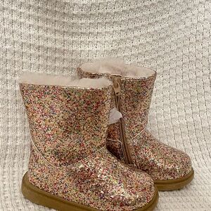 Glitter Toddler Snow Boots with Faux Fur Lining